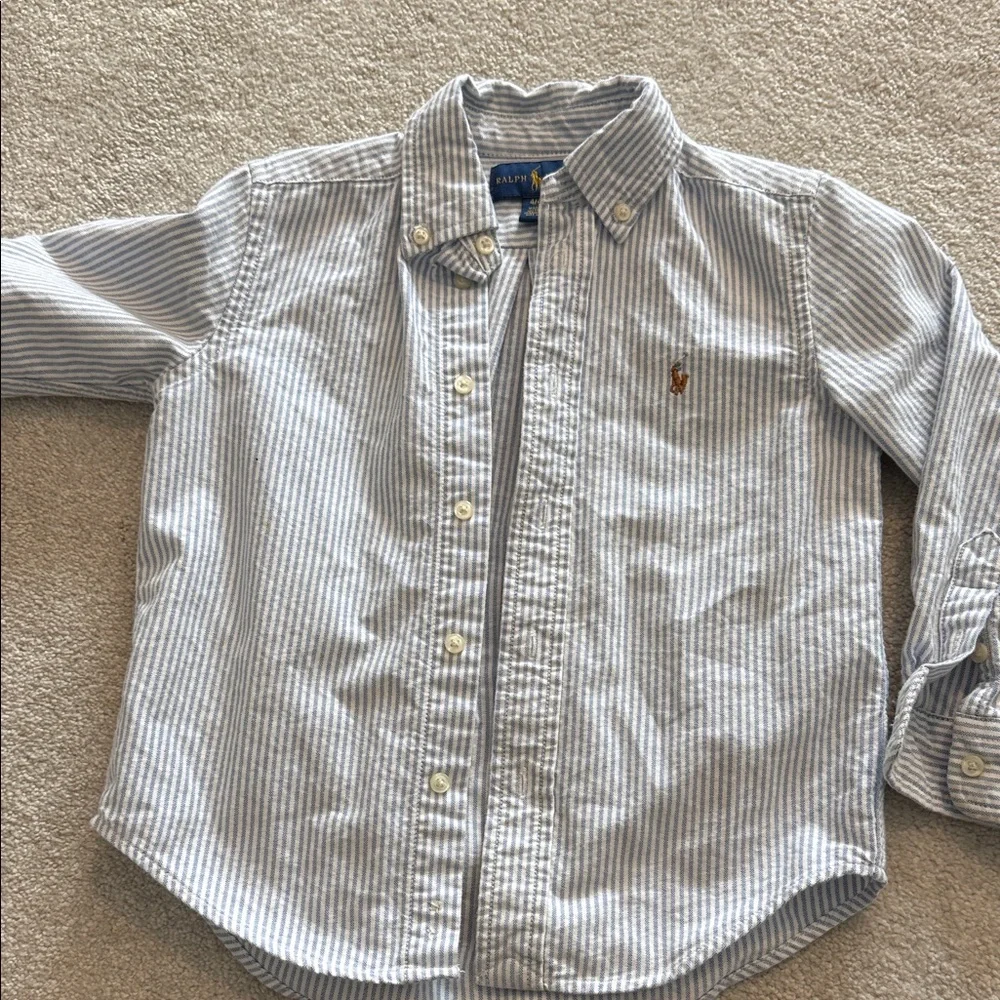 Ralph Lauren Light Blue and White Striped Button-Down Shirt